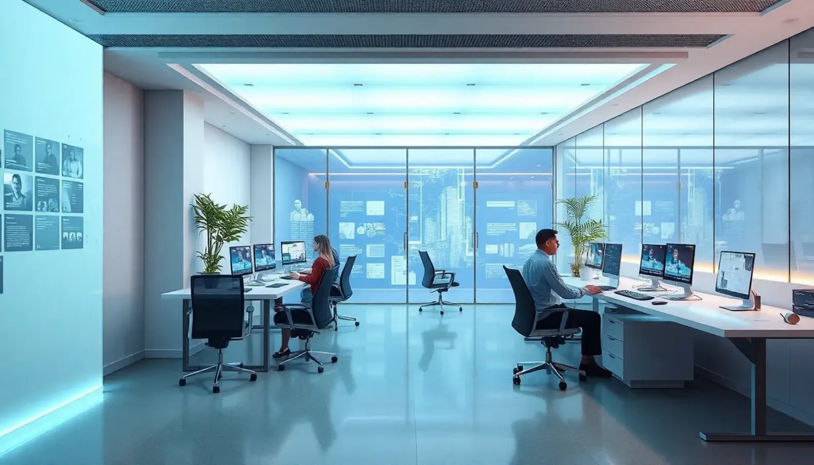 A futuristic living room showcasing the integration of ambient intelligence.