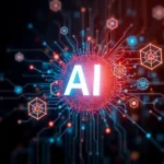 Illustration visualizing the merging of AI technology with innovative marketing approaches.
