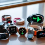 Multiple AI wearable devices for health monitoring displayed together.