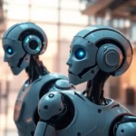 An artistic representation of various robotics applications enhancing daily life.