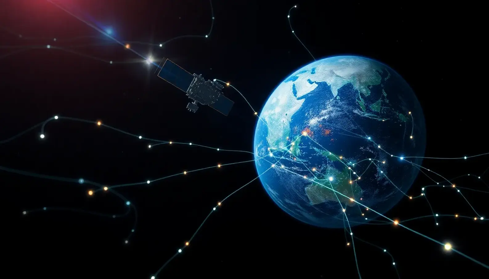 The interconnected network of satellites facilitating global internet access.