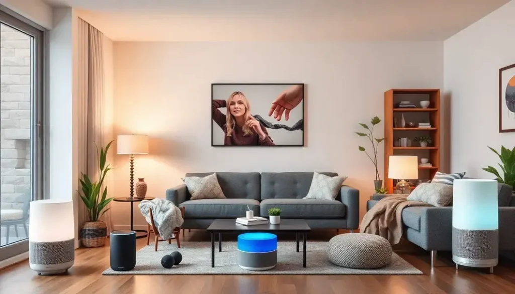 A collage of smart assistants in various home scenarios, illustrating functions and ease of use.