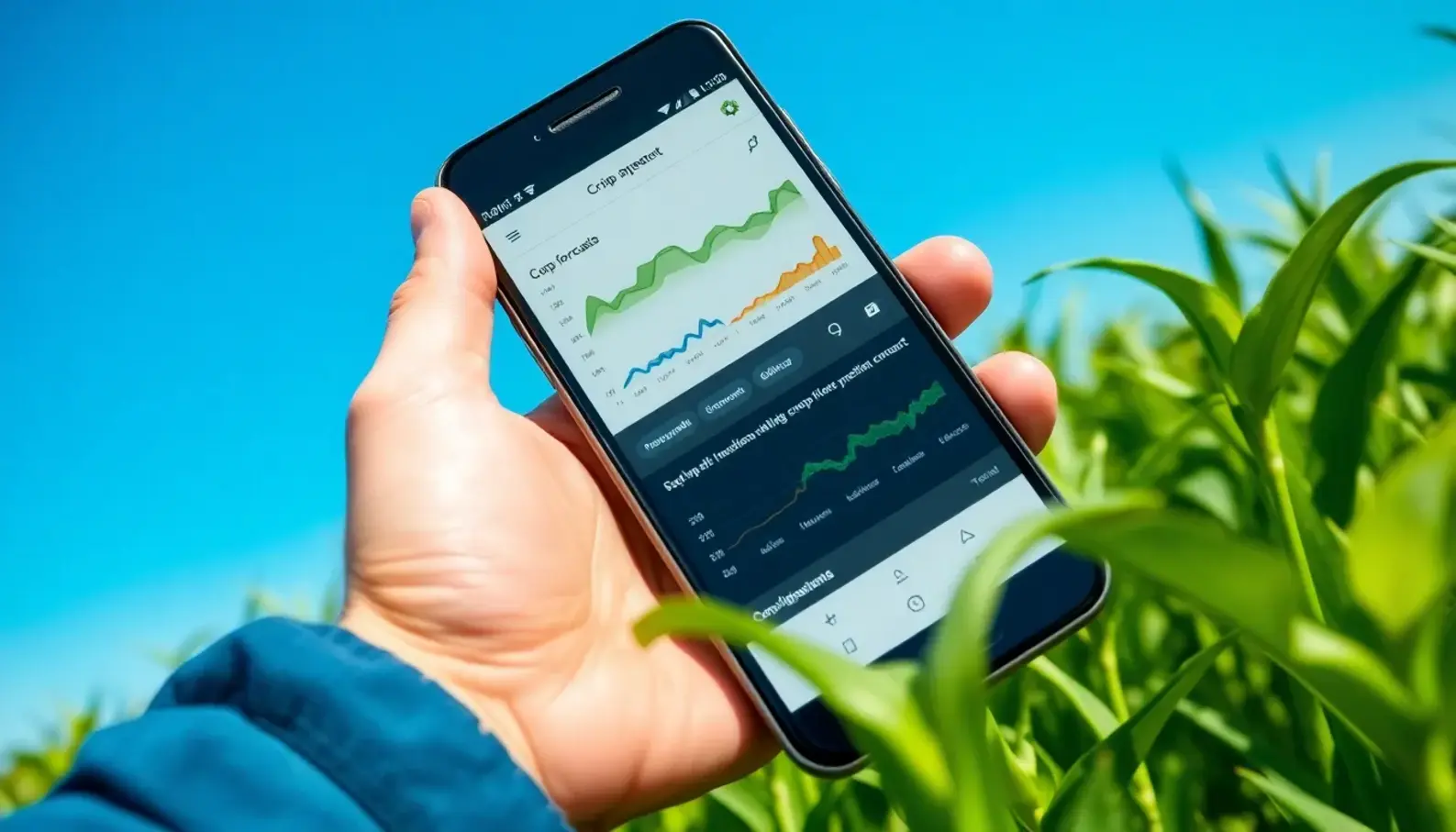 A farmer utilizing AI tools for modern agriculture.