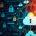 Abstract image featuring locks and binary code symbolizing data security and privacy.