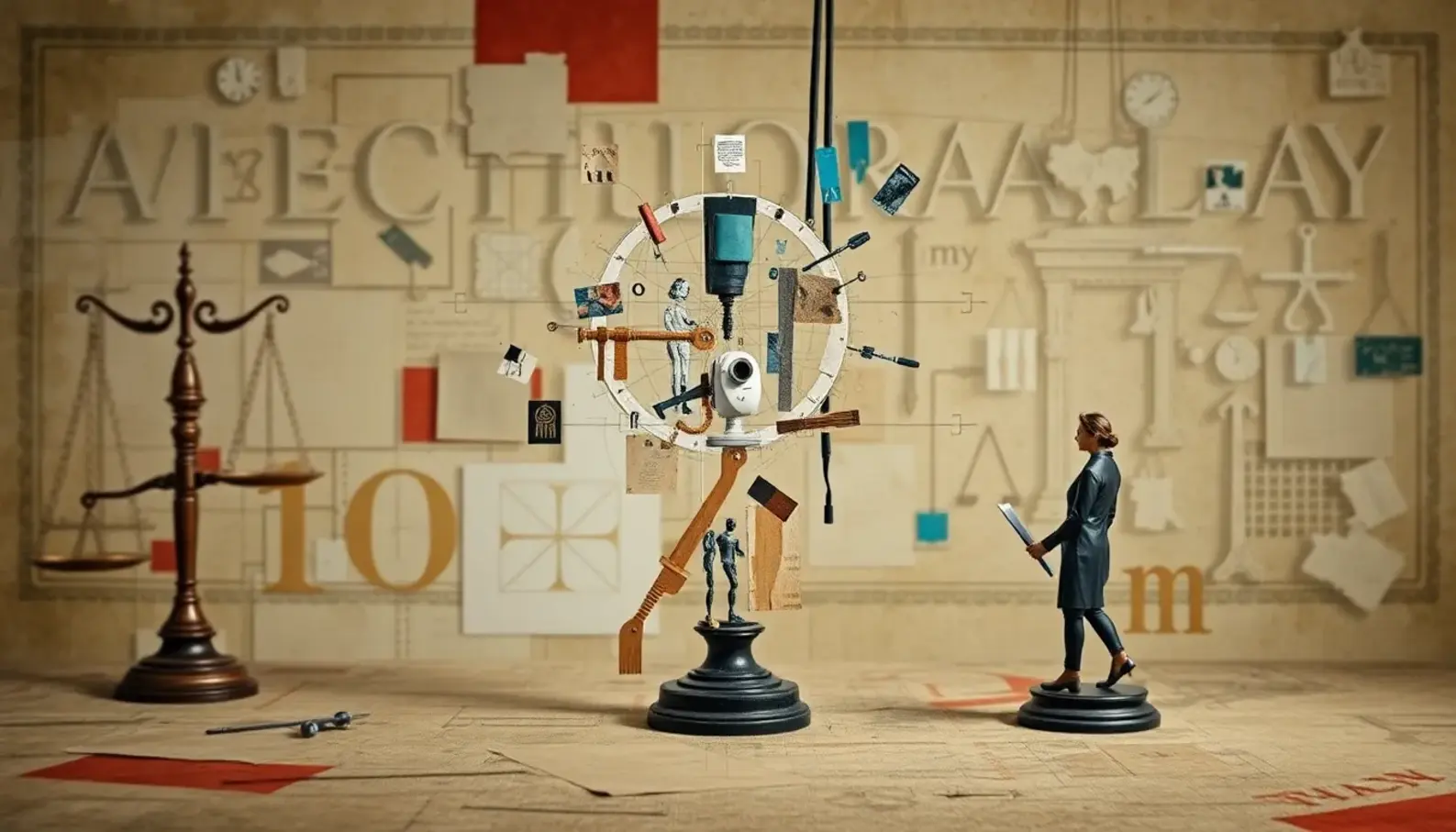 An artist immersed in creativity, merging traditional methods with AI-generated insights.