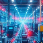 A futuristic industrial landscape showcasing enhanced productivity with digital technology.