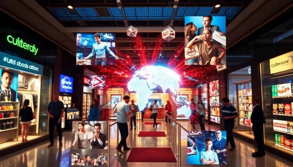 A collage highlighting different uses of holographic displays in retail and entertainment.