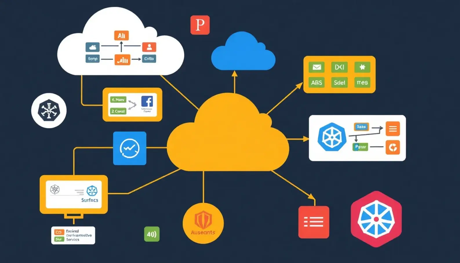 Visual representation of microservices architecture in cloud native development.