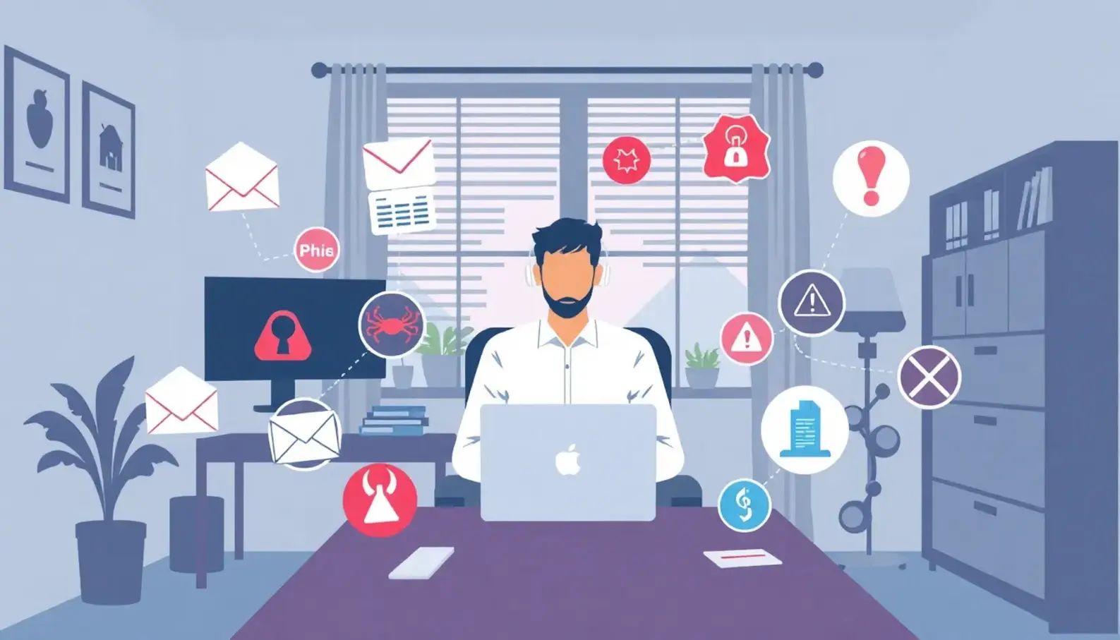 Common cyber threats faced by remote workers.