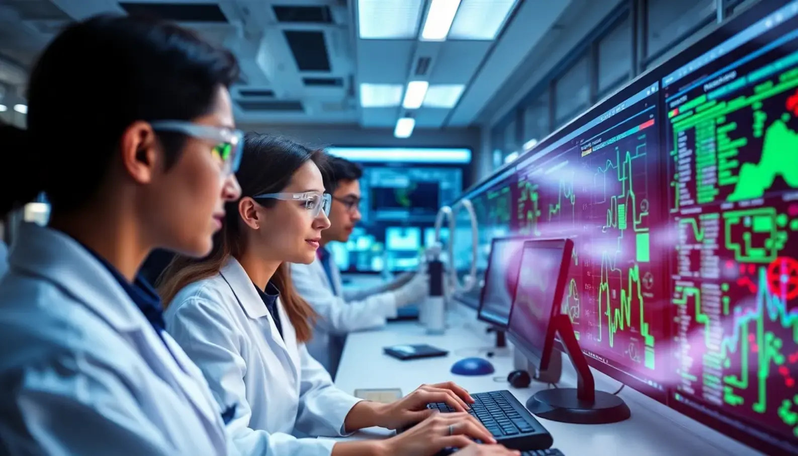 Medical professionals utilizing machine learning applications in a hospital environment to enhance patient care.