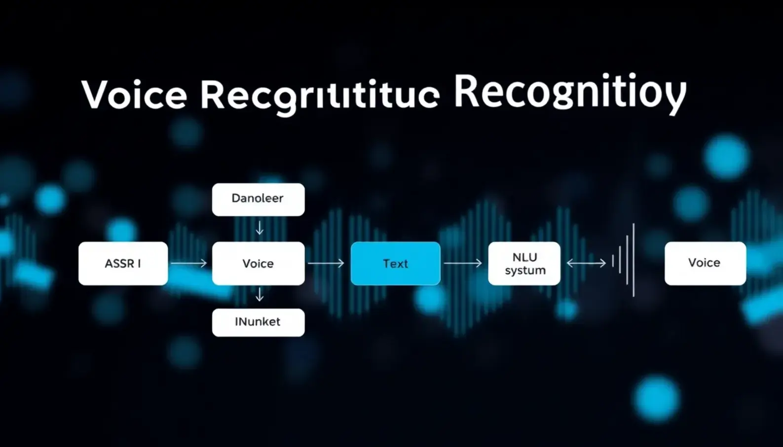 An illustration of the voice recognition technology process from speech input to text output.