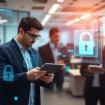 Cybersecurity team analyzing data and defending against cyber threats.