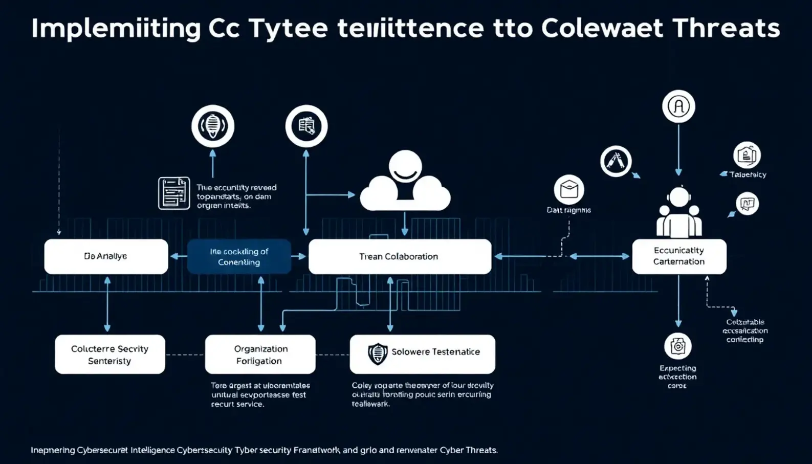 Digital representation of various aspects of Cybersecurity Threat Intelligence.