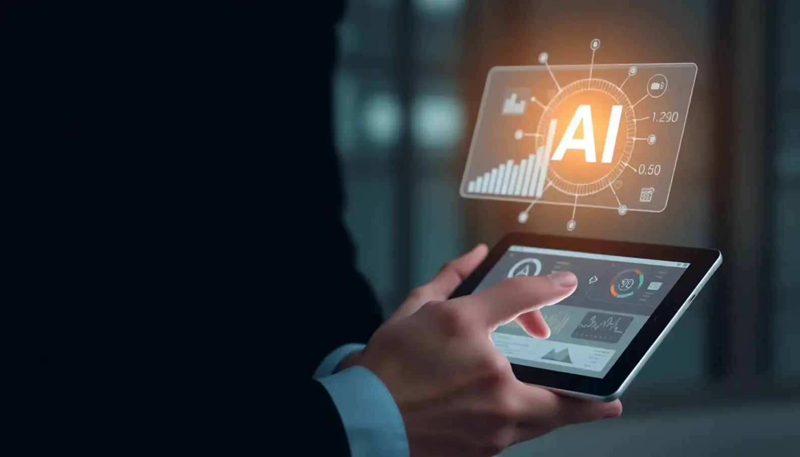 A lawyer utilizing AI technology to enhance legal research efficiency.