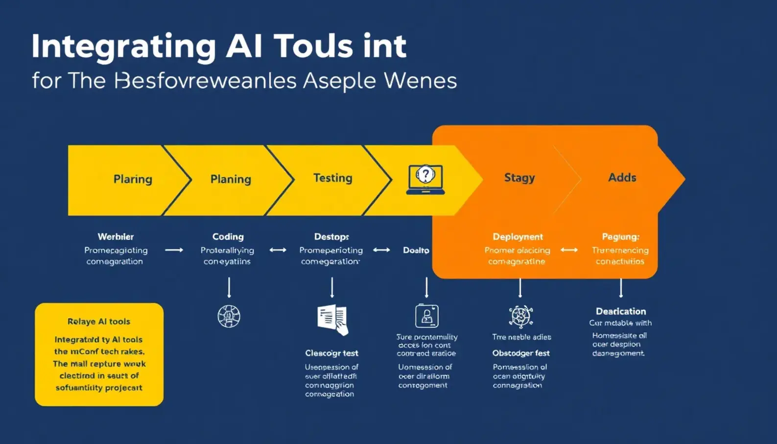 An infographic breakdown of integrating AI tools in the software development workflow.