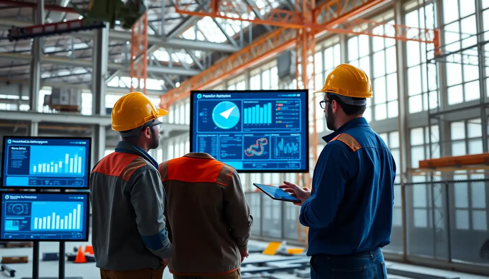 AI tools enhancing project management at a construction site.