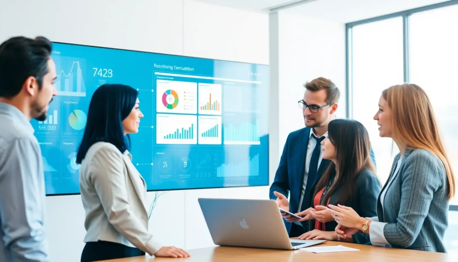 Diverse HR professionals utilizing AI tools for efficient recruitment.