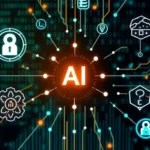 Illustration showing the integration of AI and finance for improved risk management.