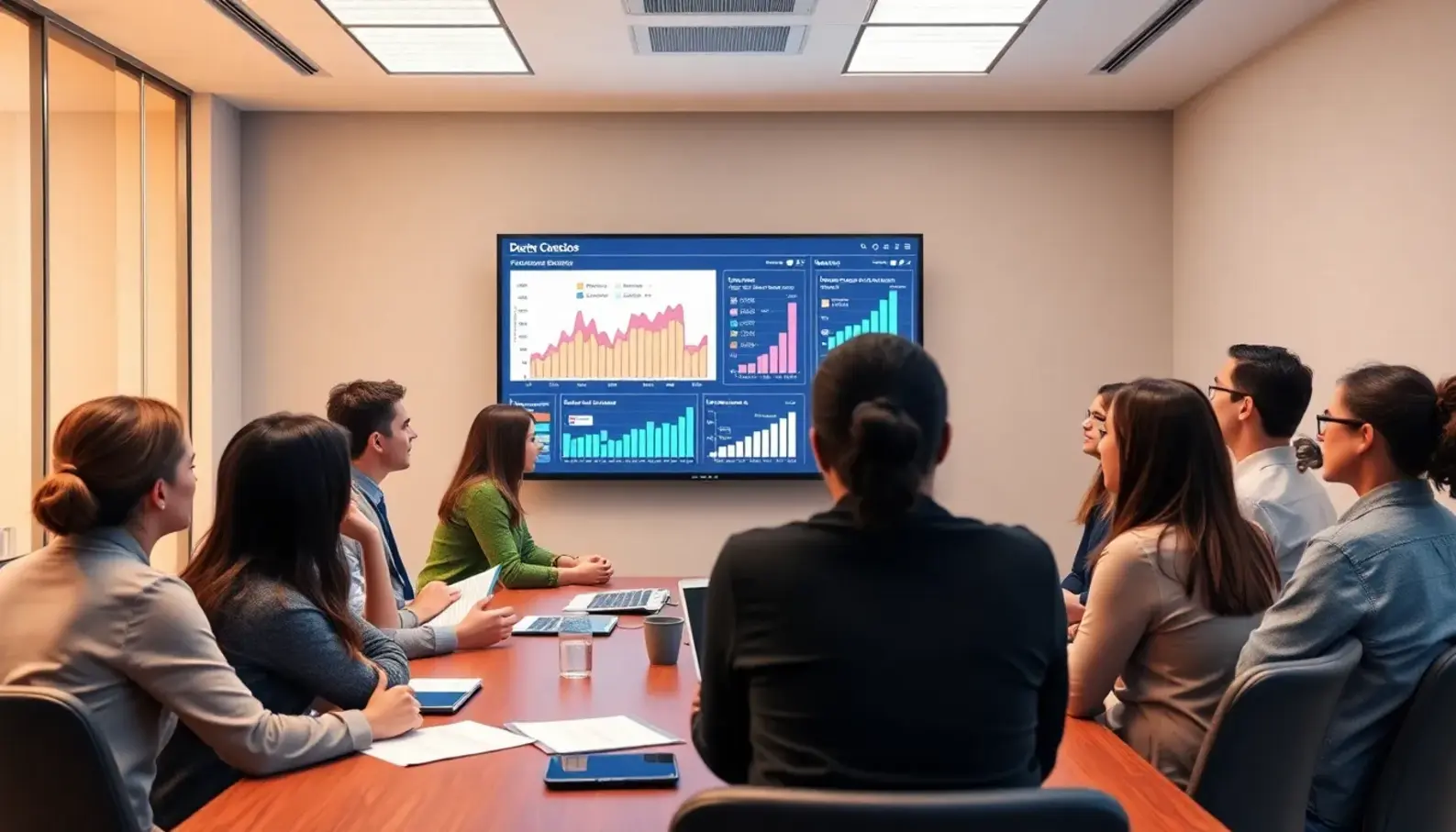 A modern classroom utilizing AI for personalized student learning.
