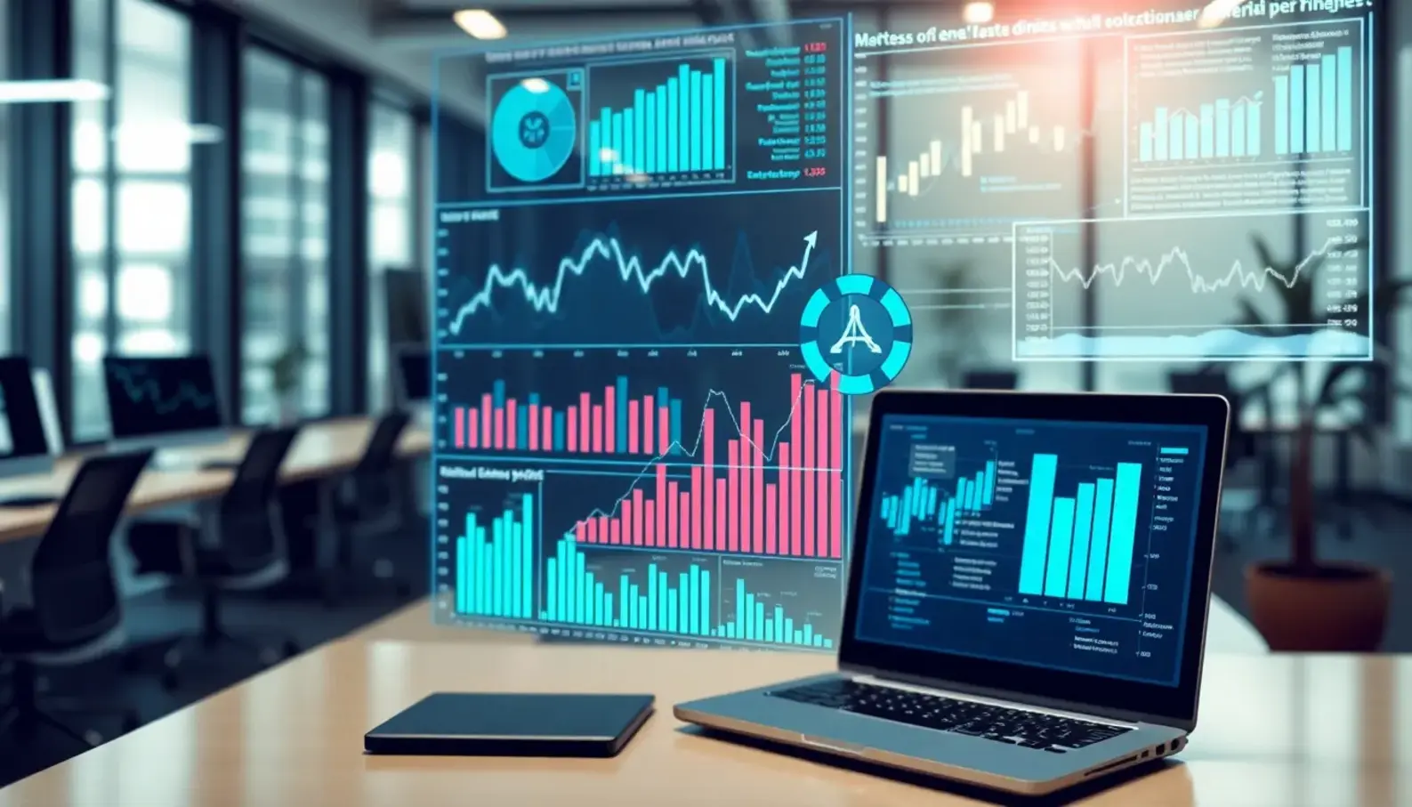 Visual representation of data analytics and machine learning in financial decision-making.