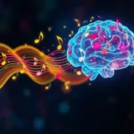 Digital artwork illustrating the combination of music and AI technology.