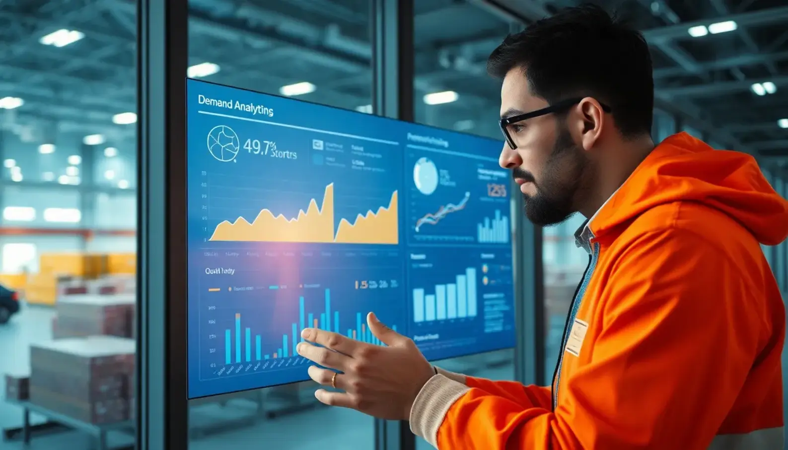 Logistics manager utilizing AI for accurate demand forecasting