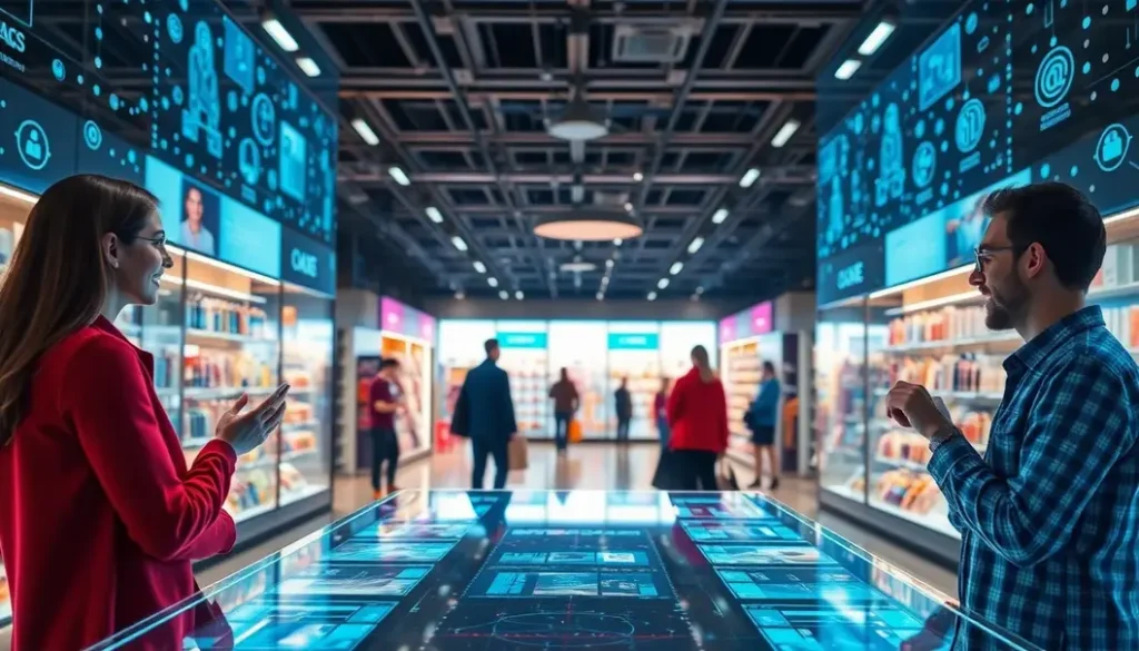 A conceptual image of AI transforming e-commerce shopping experiences.