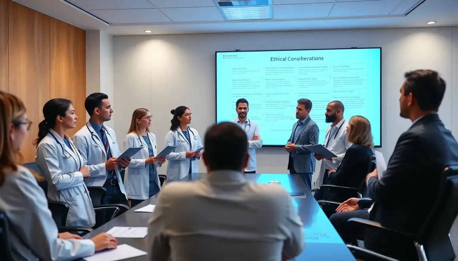 Healthcare professionals using AI technology to enhance personalized patient care.
