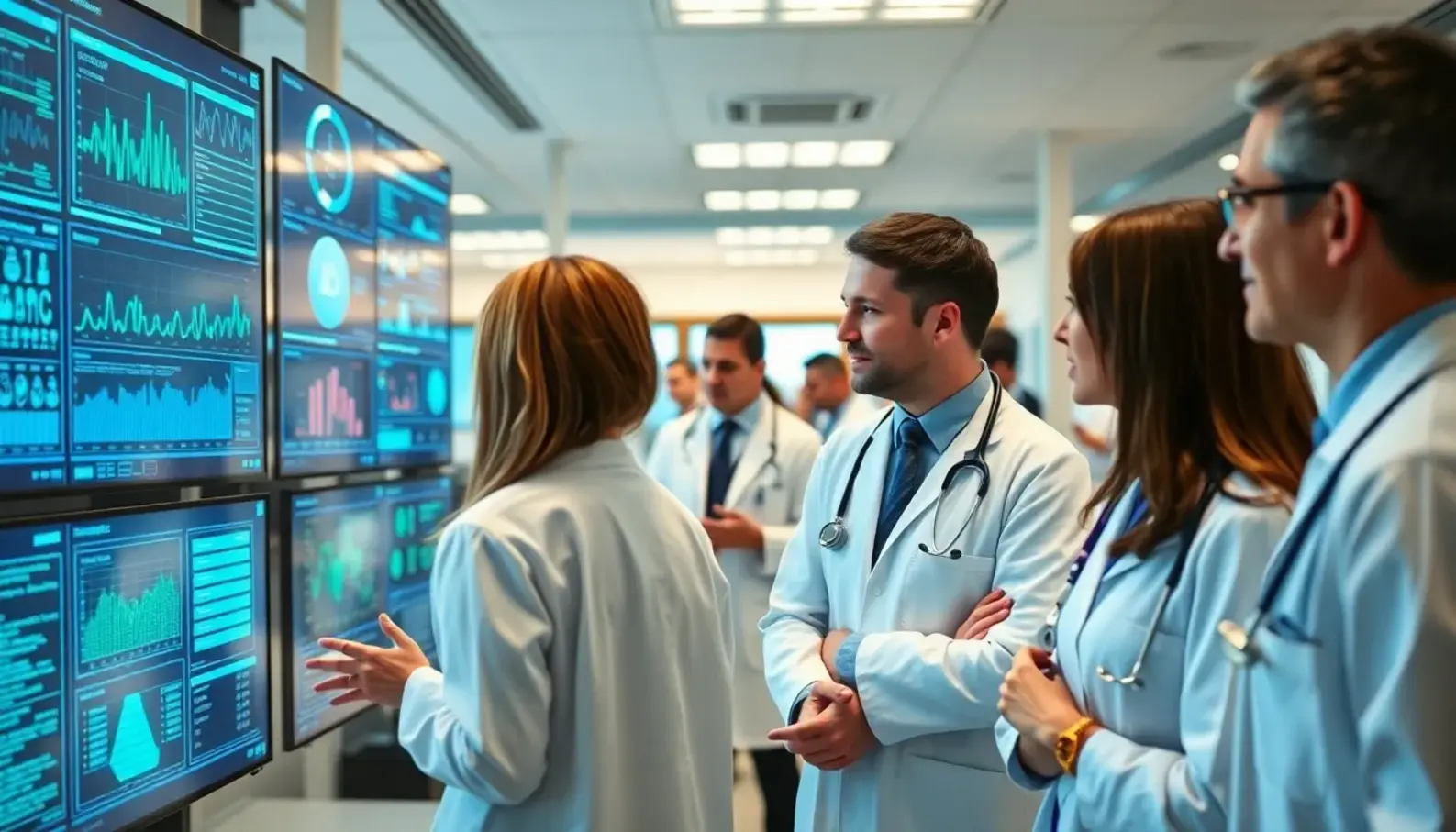 Healthcare professionals using AI technology to enhance personalized patient care.
