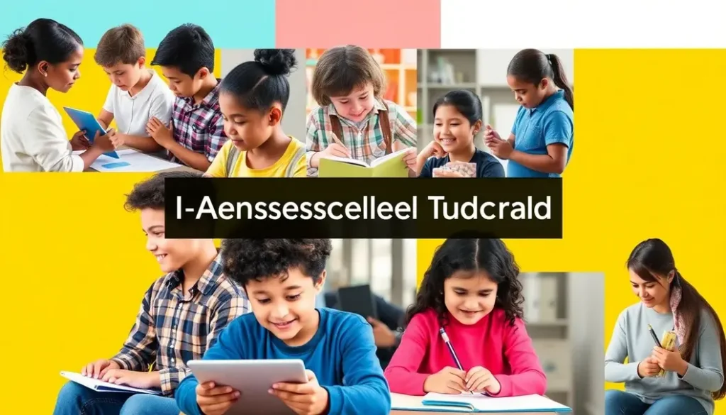 A dynamic representation of diverse students utilizing AI technology for personalized learning.