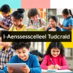 A dynamic representation of diverse students utilizing AI technology for personalized learning.
