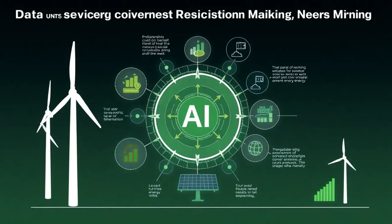 AI algorithms optimizing renewable energy production by analyzing diverse datasets.