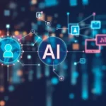 Illustration depicting AI technology integrated with social media user connections