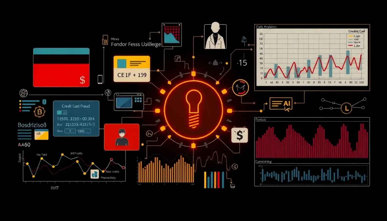 Visual representation of different fraud types and how analytics are used to identify them.