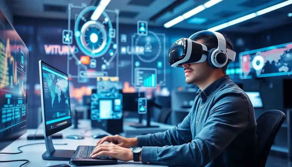 A VR developer working with AI interfaces and immersive designs.