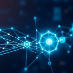 An illustration of interconnected AI technologies transforming supply chain networks.