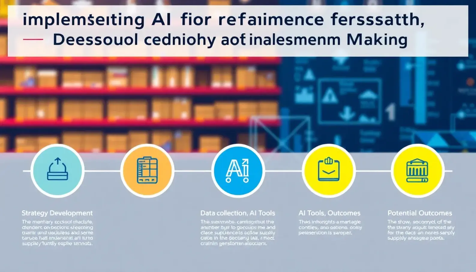 Visualization of AI-integrated supply chain management with real-time data analytics.
