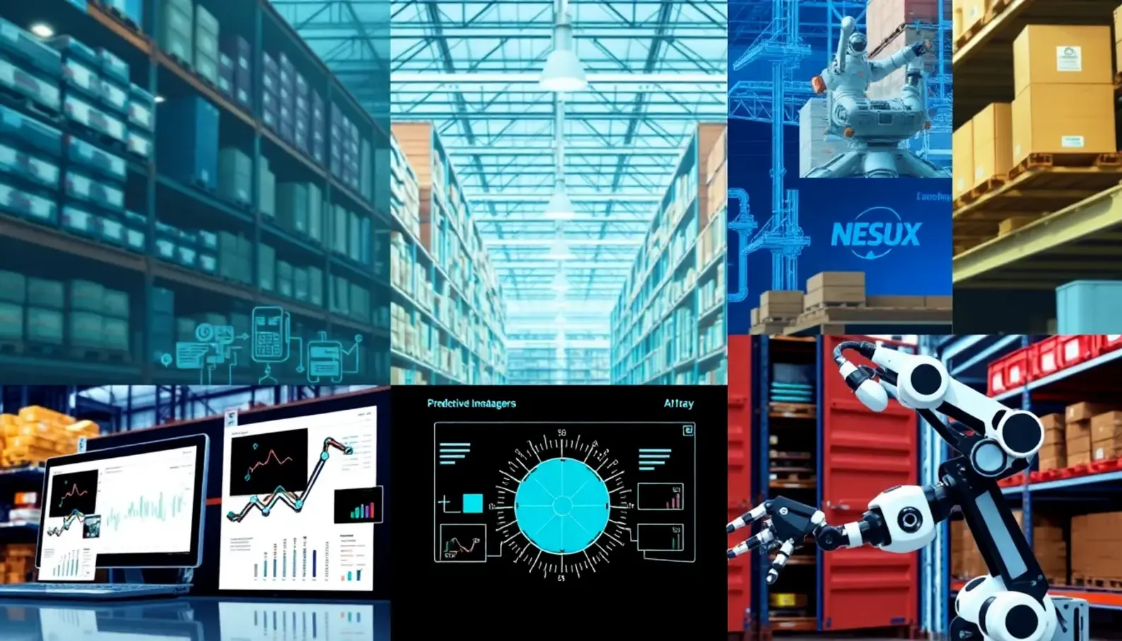 An intricate visualization of AI processes in supply chain data analysis.