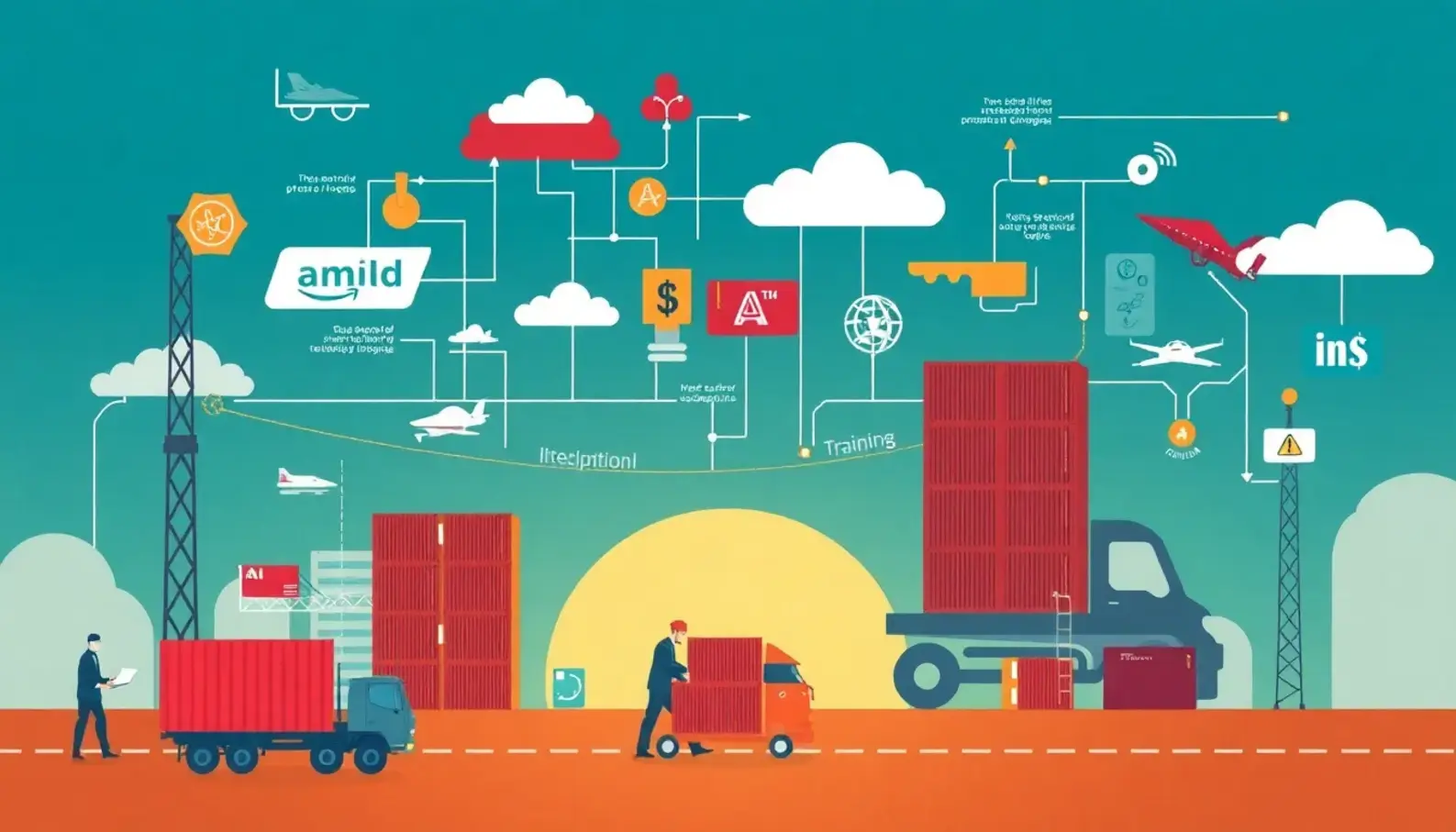 AI applications in supply chain analytics showing improvements in logistics and forecasting.