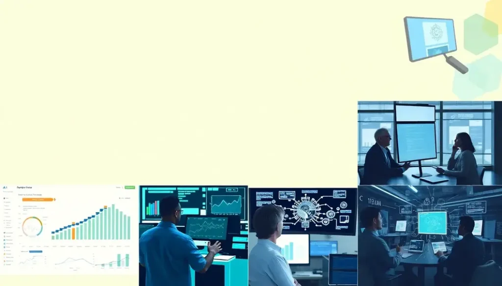 Collage depicting various AI applications in supply chain forecasting.