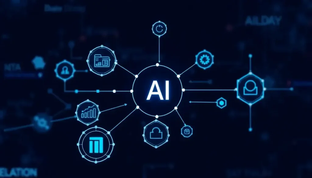 An image showcasing AI technologies as integral to supply chain evaluation, emphasizing innovative data management and analytics.