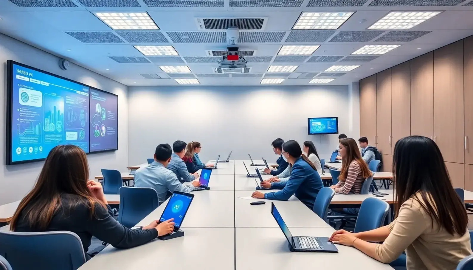 Students actively learning AI applications in supply chain management.