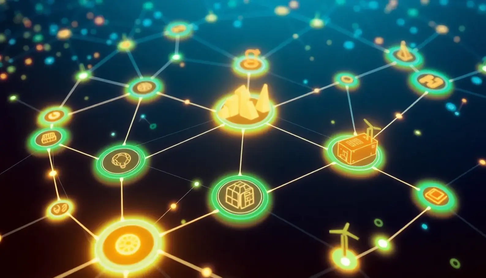 A visual representation of AI optimizing supply chain operations for sustainability.