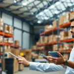 professionals collaborating with AI solutions in a modern supply chain environment