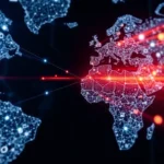 A global map illustrating AI's role in enhancing supply chain safety.