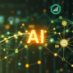 A visual representation of AI's influence on supply chain analytics, showcasing data connectivity and logistics.