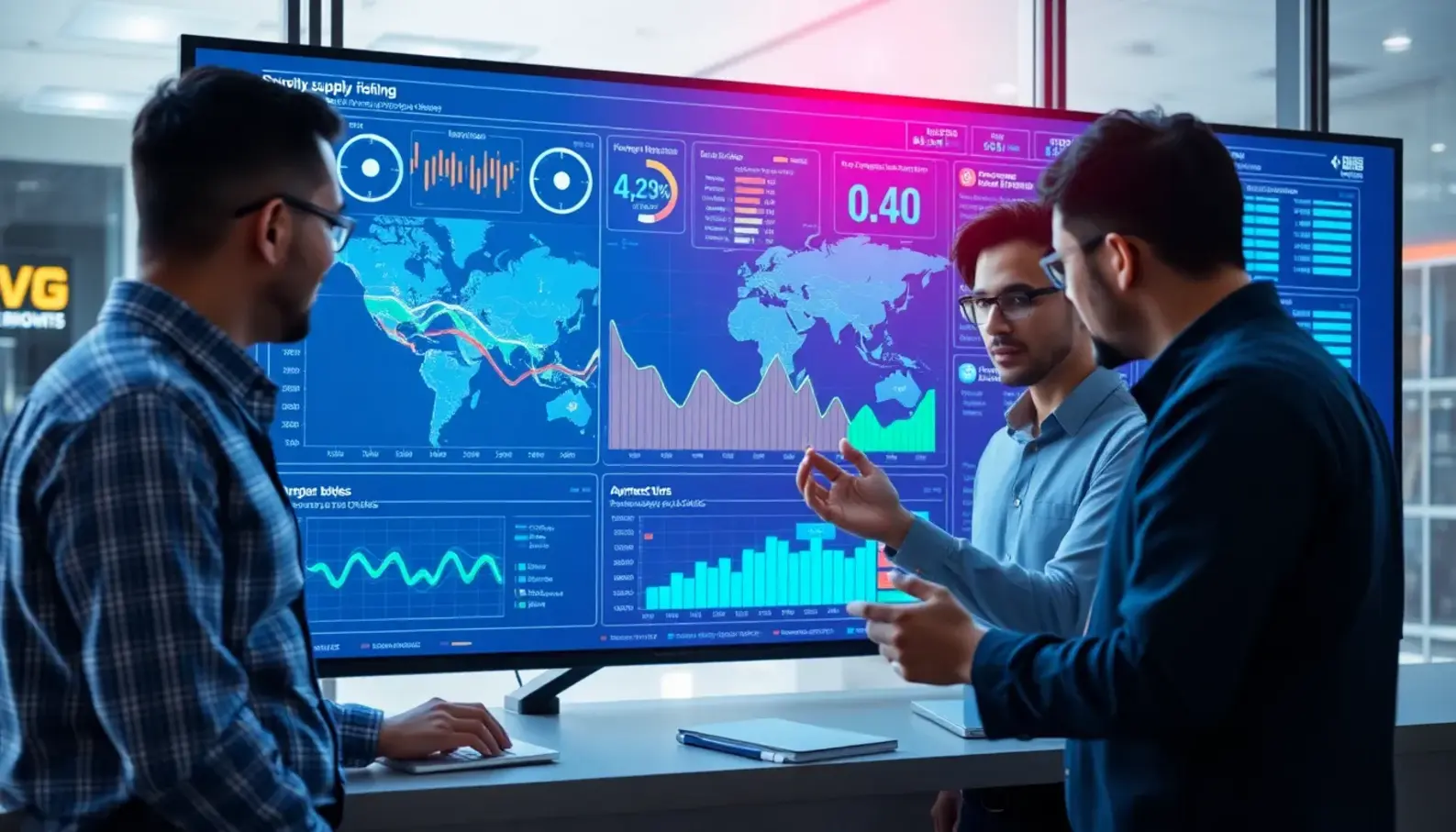 An AI-powered high-tech warehouse optimizing inventory management.