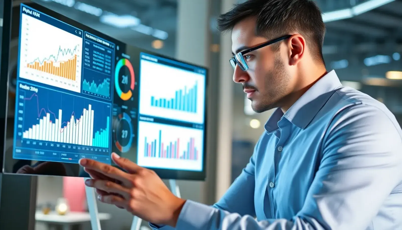 Professionals engage with AI technology for personalized supply chain learning.