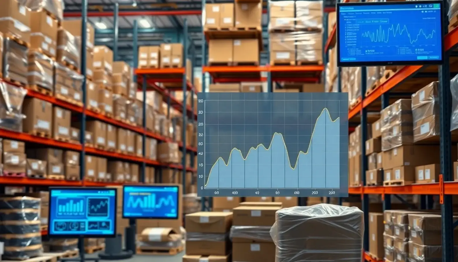 A high-tech warehouse demonstrating AI in action.