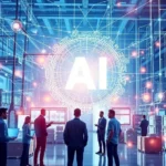 A futuristic view of AI's impact on supply chain dynamics.